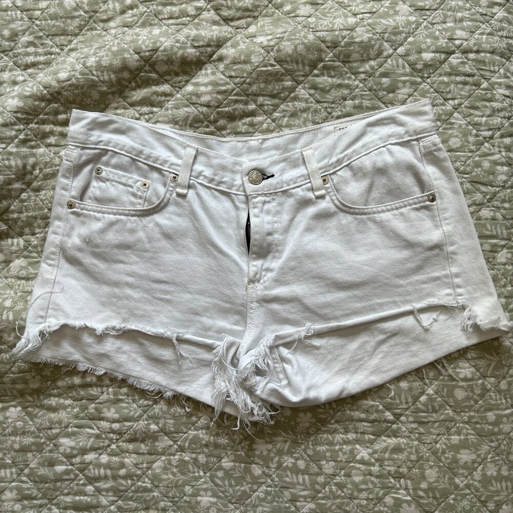 Rag & Bone Denim Shorts Womens Size 28 White Cutoff Distressed